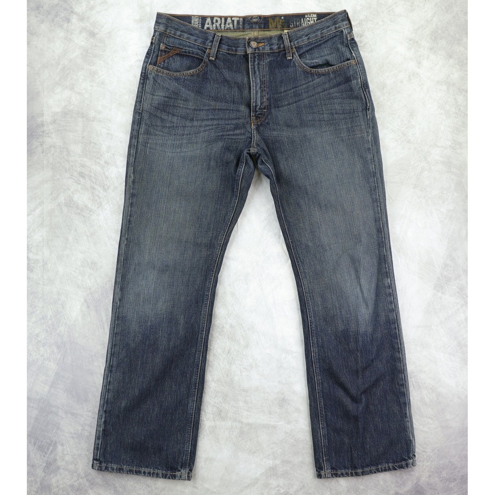 Ariat M5 Slim Straight Jeans Mens 35x31 Blue Medium Wash Denim Western Workwear
